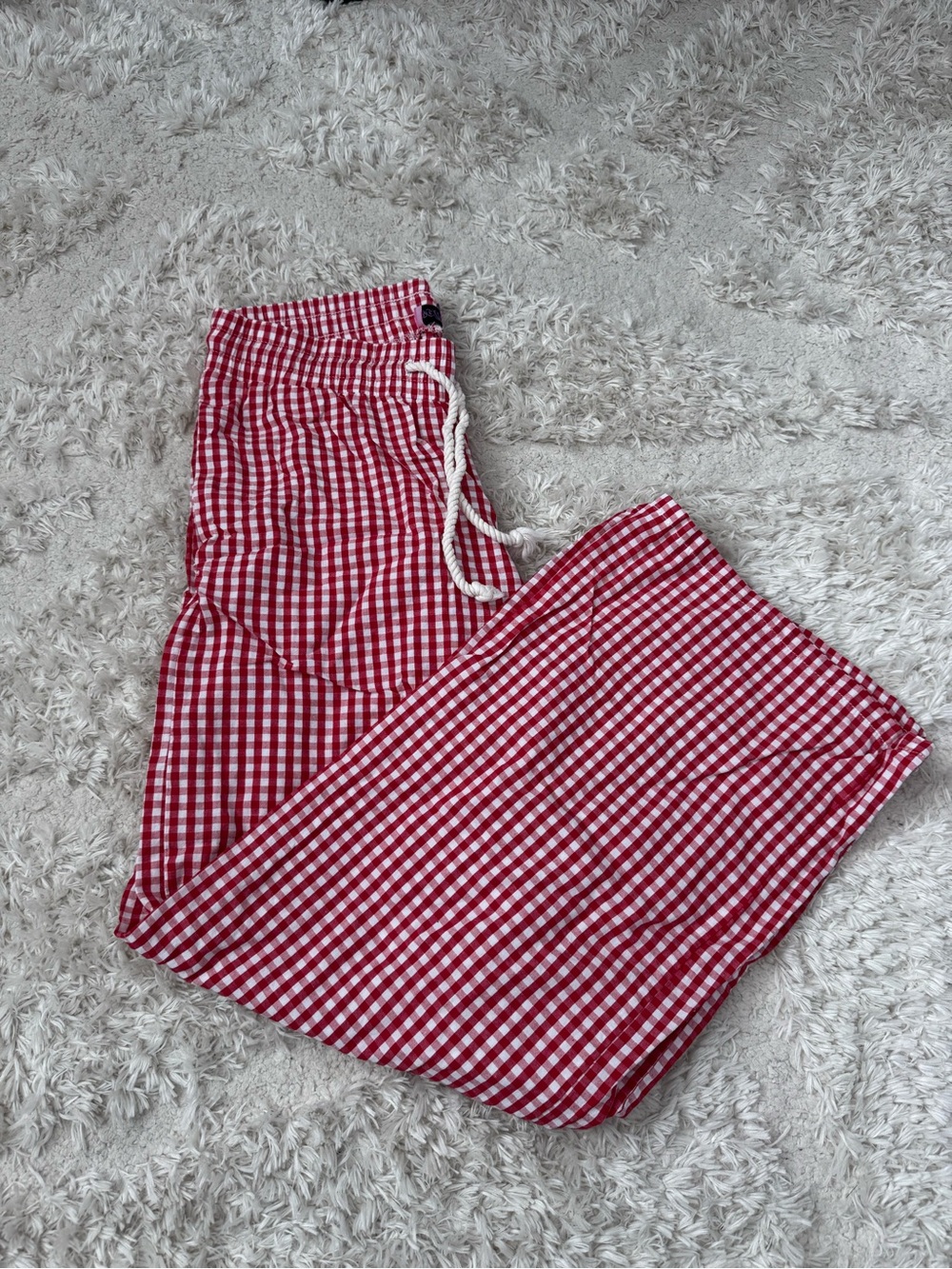 Edikted Red and White Gingham Drawstring Pants